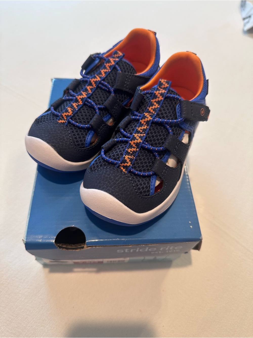 Stride Rite Navy and Orange Boys Water Shoes